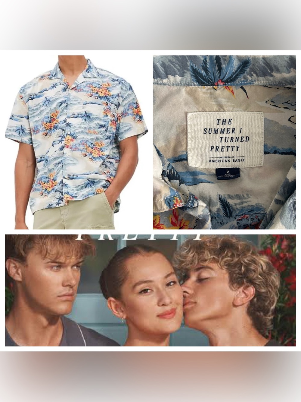 AE American Eagle X The Summer I Turned Pretty Tropical Beach Button Up Shirt S
